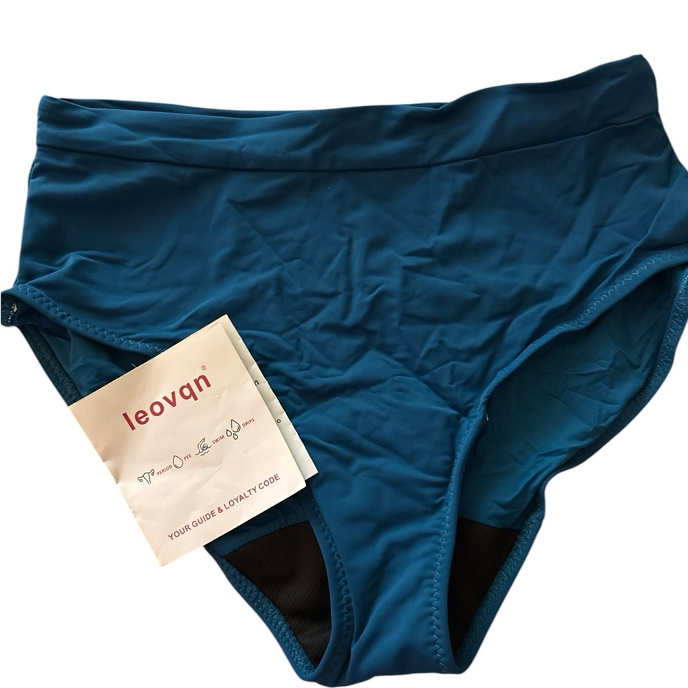 Leovqn High-Waist Teal Women's Period Swim Bottoms